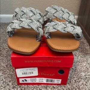 BRAND NEW - Pierre Dumas Metallic Braided Sandals